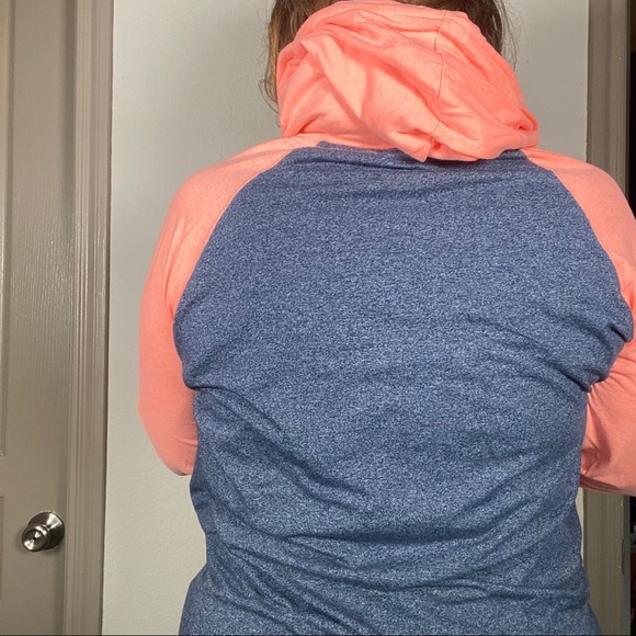 Neon and grey baseball tee hoodie. Soft and comfy - Picture 5 of 6